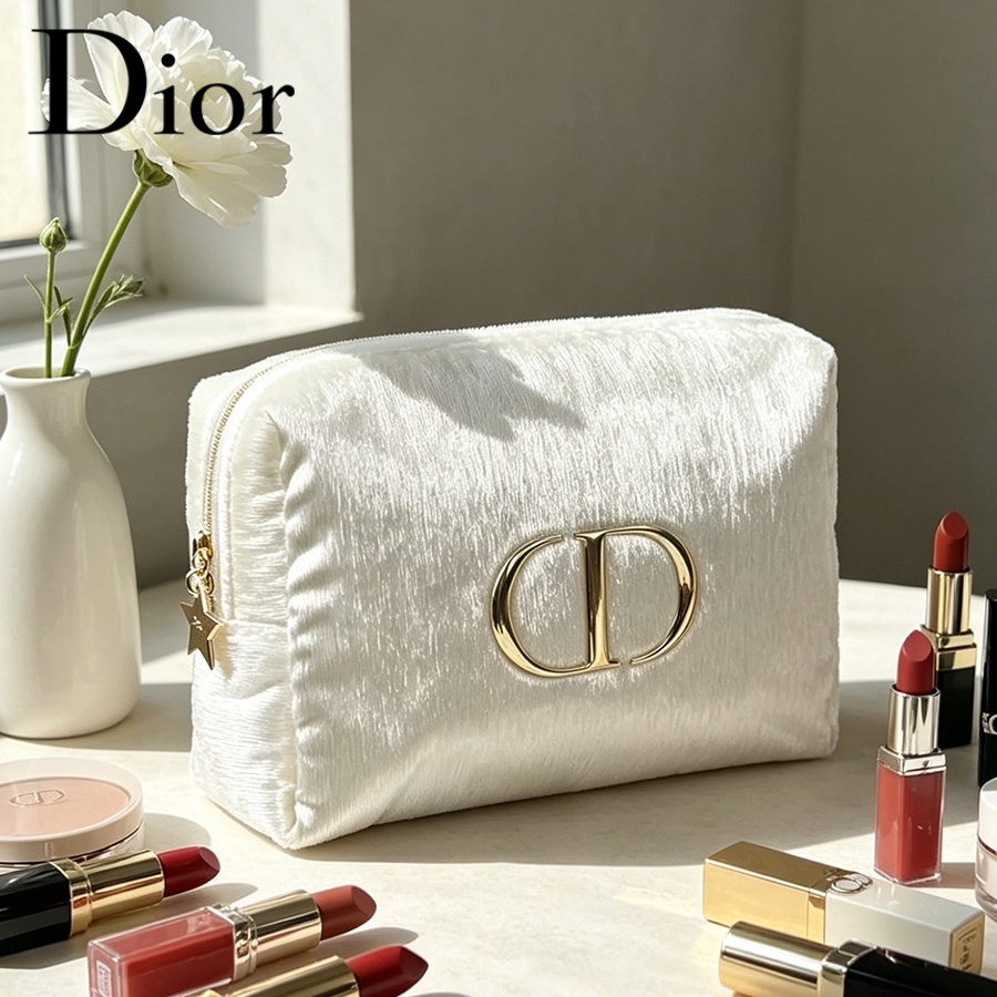 Women Bags White - Tas Dior Tas Kosmetik Perjalanan Beludru
