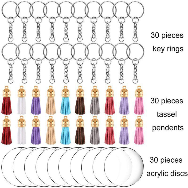Circle Round Bag - 30Set DIY Akrilik Cakram Jernih Gantungan