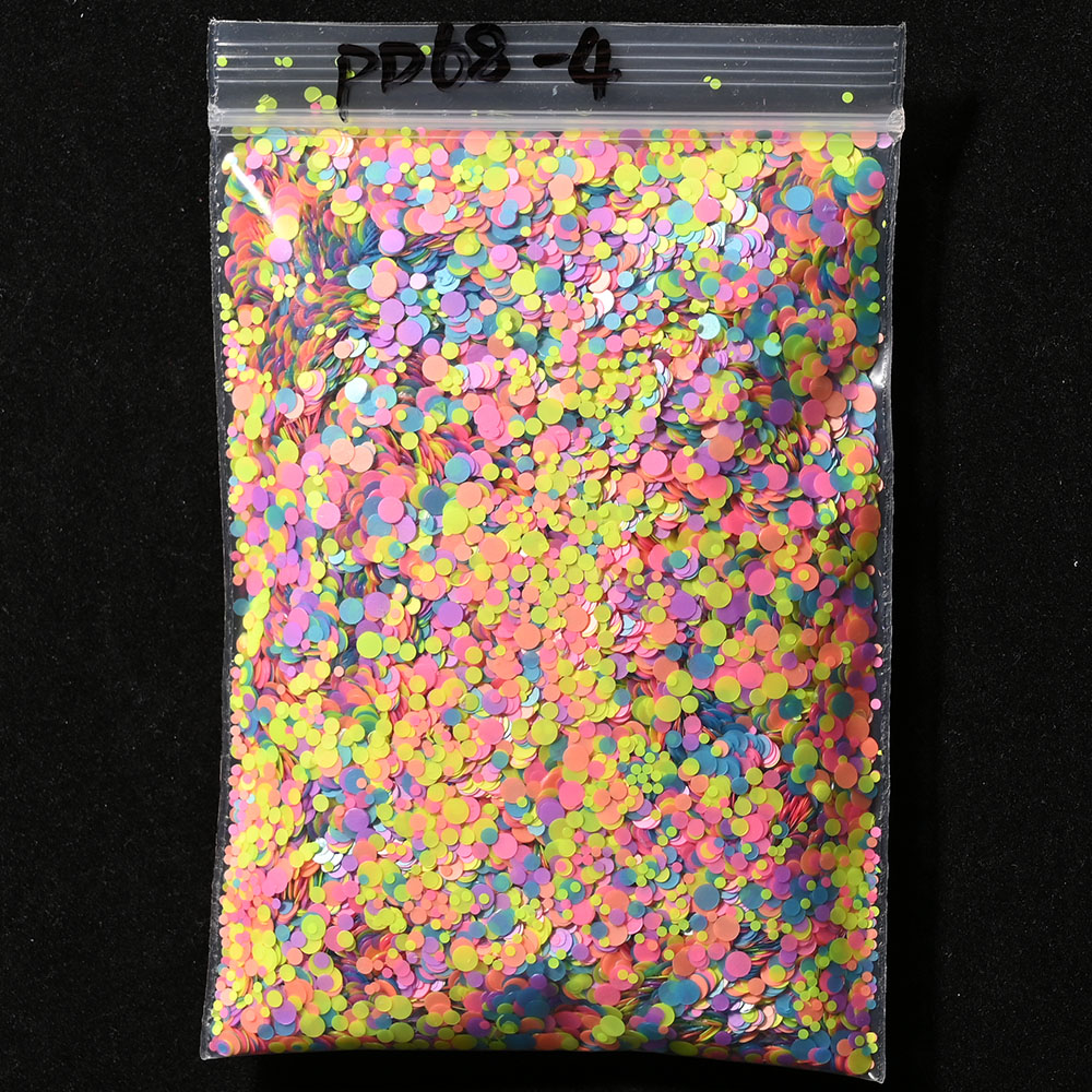 Circle Round Bag - 50g/tas Neon ukuran Campuran kuku lingkaran
