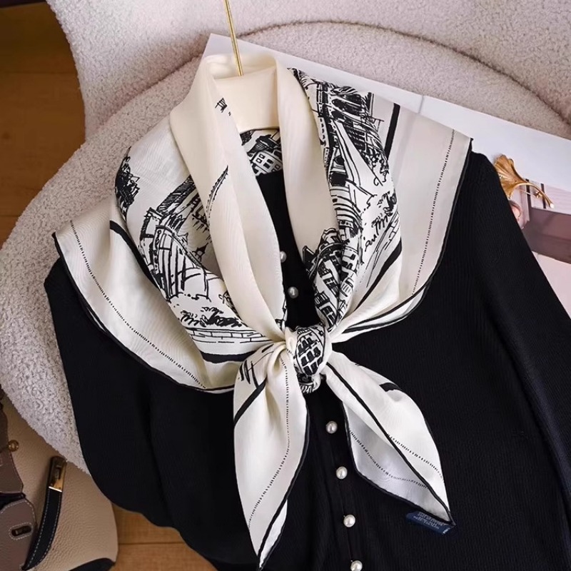 Syal Sutra Twill Motif Hitam P - Women Bags White ulasan dan harga
