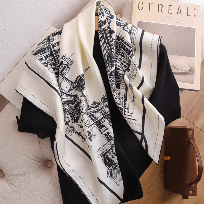 Syal Sutra Twill Motif Hitam P - Women Bags White ulasan dan harga