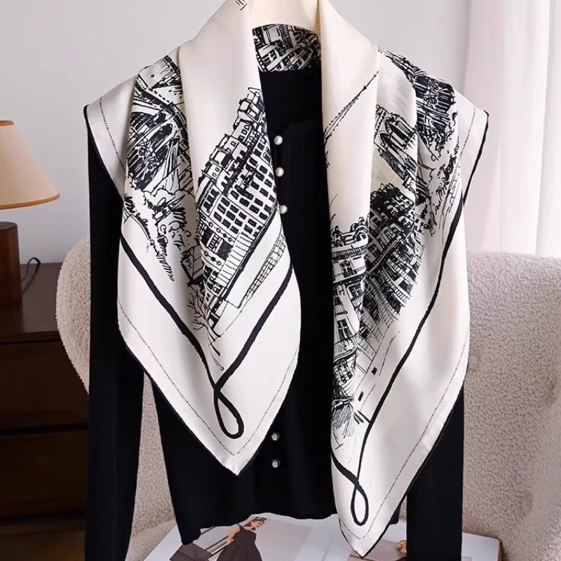 Syal Sutra Twill Motif Hitam P - Women Bags White ulasan dan harga
