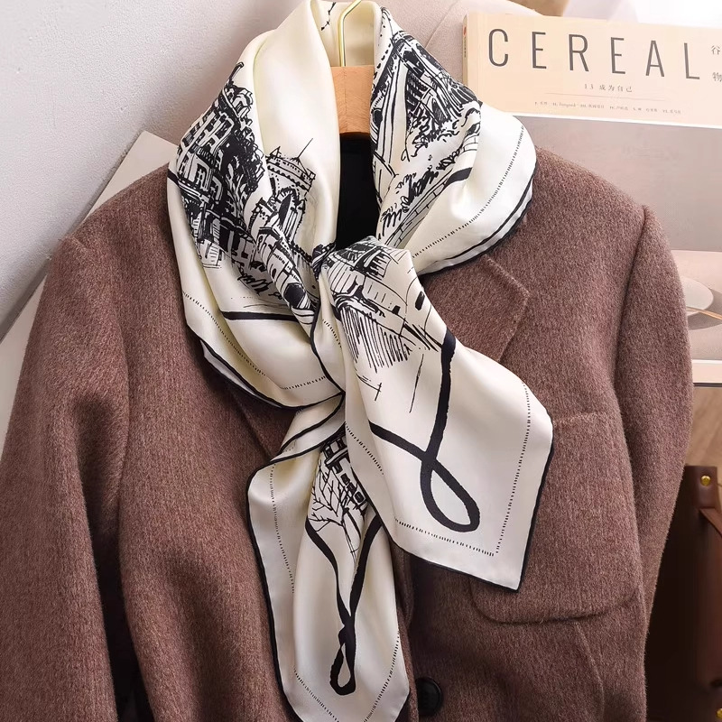Syal Sutra Twill Motif Hitam P - Women Bags White ulasan dan harga