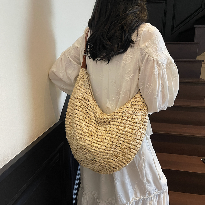 Tas Bahu Jerami Anyaman Besar  - Women'S Raffia Bags ulasan dan harga