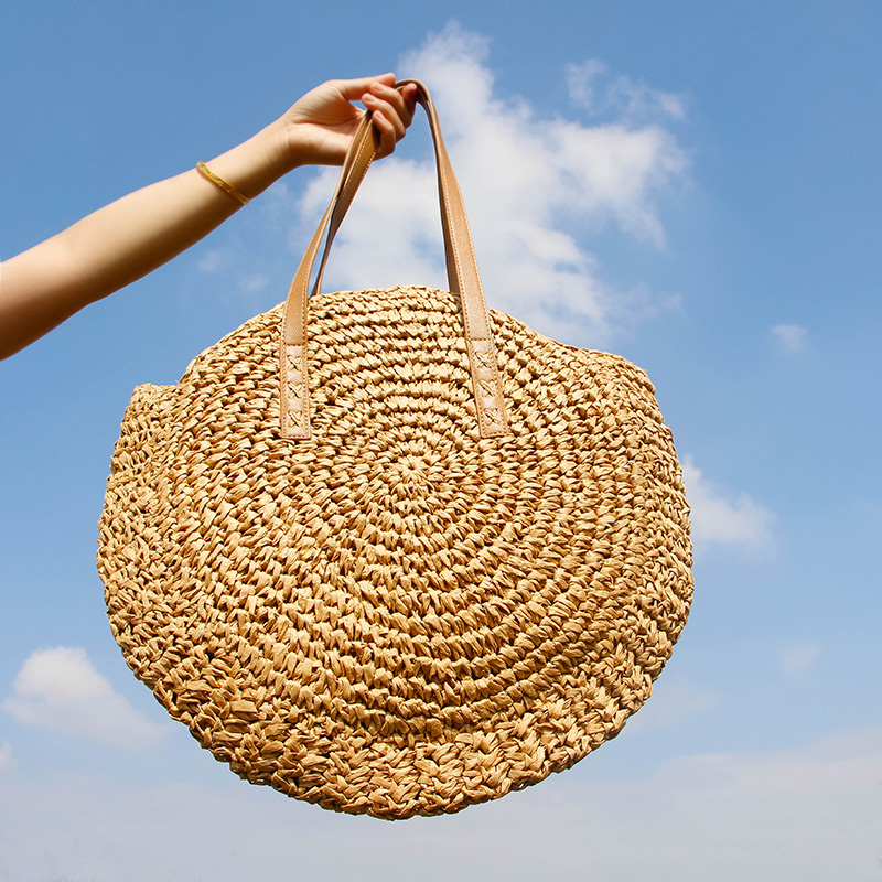 Tas Pantai Jerami Bulat Tas Ba - Circle Round Bag ulasan dan harga