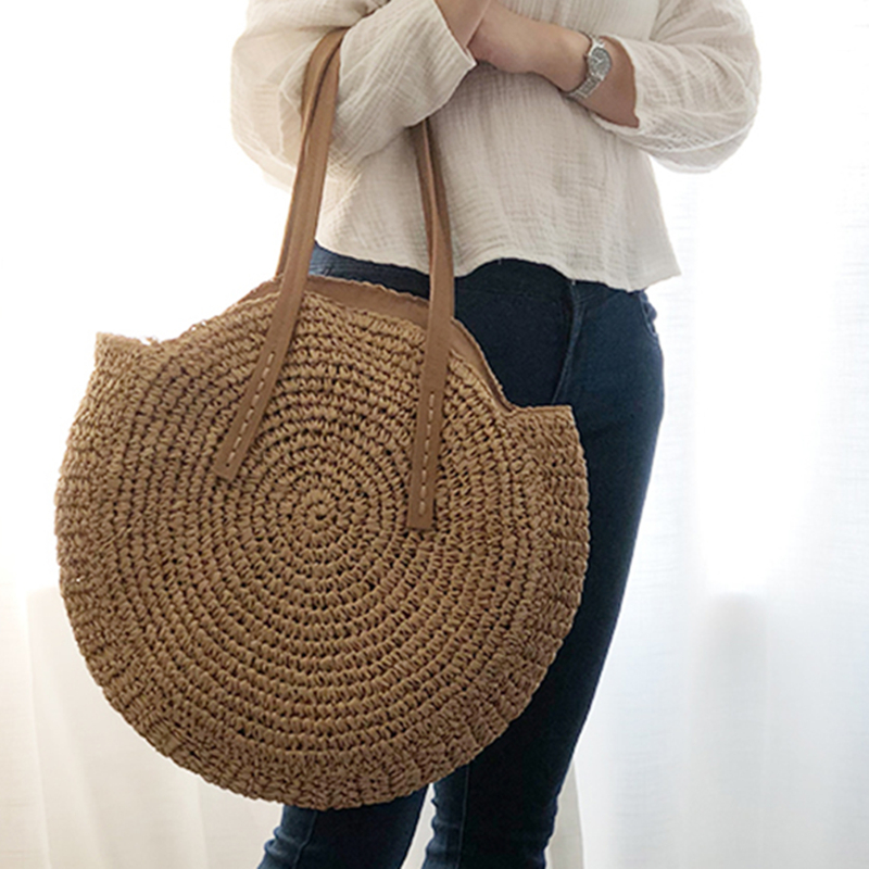 Tas Pantai Jerami Bulat Tas Ba - Circle Round Bag ulasan dan harga