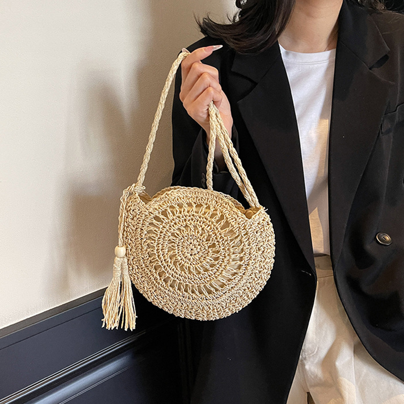 Tas Jerami Wanita, Tas Rotan B - Circle Round Bag ulasan dan harga