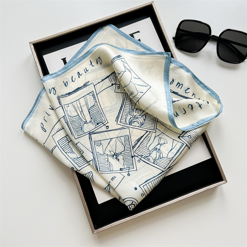 Syal Satin Motif Sketsa Vintag - Women Bags White ulasan dan harga
